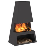 VidaXL Vuurkorf met Houtopslag Zwart 60x35x100 cm Staal