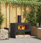 VidaXL Vuurkorf met Schoorsteen Zwart 80x50x96 cm Staal