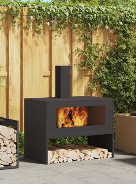 VidaXL Vuurkorf met Schoorsteen Zwart 80x50x96 cm Staal