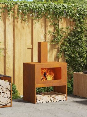 VidaXL Vuurkorf met Schouw 60x40x96 cm Verweerd Staal