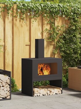 VidaXL Vuurkorf met Schoorsteen Zwart 60x40x96 cm Staal