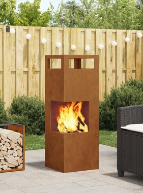 VidaXL Vuurkorf Vierkant 35x35x100 cm Verweerd Staal