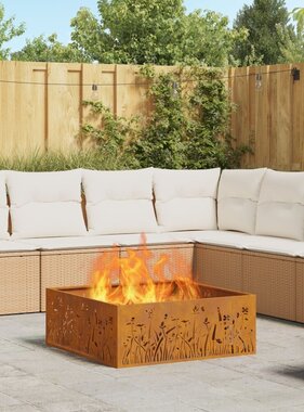 VidaXL Vuurschaal Vierkant 80x80x30 cm Verweerd Staal