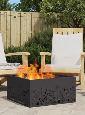 VidaXL Vuurkorf Vierkant Zwart 60x60x30 cm Staal