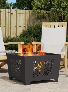 VidaXL Vuurkorf Vierkant Zwart 60x60x40 cm Staal