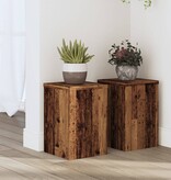 VidaXL Plantenstandaards 2 st 20x20x30 cm bewerkt hout oud houtkleurig