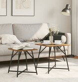 VidaXL Bijzettafel Set van 2 Oud Hout, Geengineerd Hout en Metaal