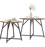 VidaXL Bijzettafel Set van 2 Oud Hout, Geengineerd Hout en Metaal