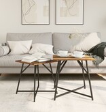 VidaXL Bijzettafel Set van 2 Oud Hout, Geengineerd Hout en Metaal