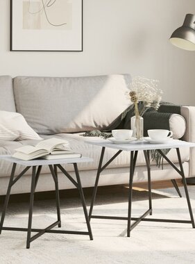 VidaXL Bijzettafelset van 2 st Grey Sonoma Hout en Metaal