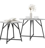 VidaXL Bijzettafelset van 2 st Grey Sonoma Hout en Metaal