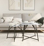 VidaXL Bijzettafelset van 2 st Grey Sonoma Hout en Metaal