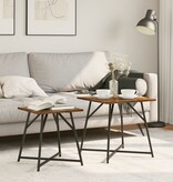 VidaXL Bijzettafel Set van 2 Gerookt Eiken en Metaal