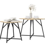 VidaXL Bijzettafel Set van 2 - Sonoma Eiken Hout en Metaal