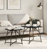 VidaXL Bijzettafel Set van 2 Zwart Eikenhout en Metaal