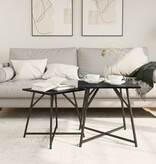 VidaXL Bijzettafel Set van 2 Zwart Eikenhout en Metaal