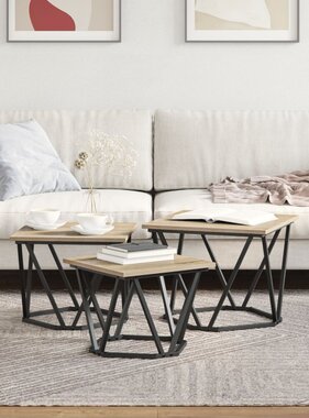 VidaXL Bijzettafels 3 stuks Sonoma Eiken Geengineerd Hout