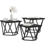 VidaXL Bijzettafels 3 stuks Zwart Eiken Hout