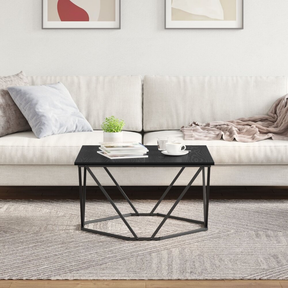 VidaXL Zwart eiken Metaal Middelgroot Strak Salontafel Rechthoekig