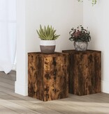 VidaXL Plantenstandaards 2 st 20x20x30 cm bewerkt hout gerookt eiken