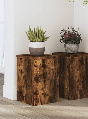VidaXL Plantenstandaards 2 st 20x20x30 cm bewerkt hout gerookt eiken