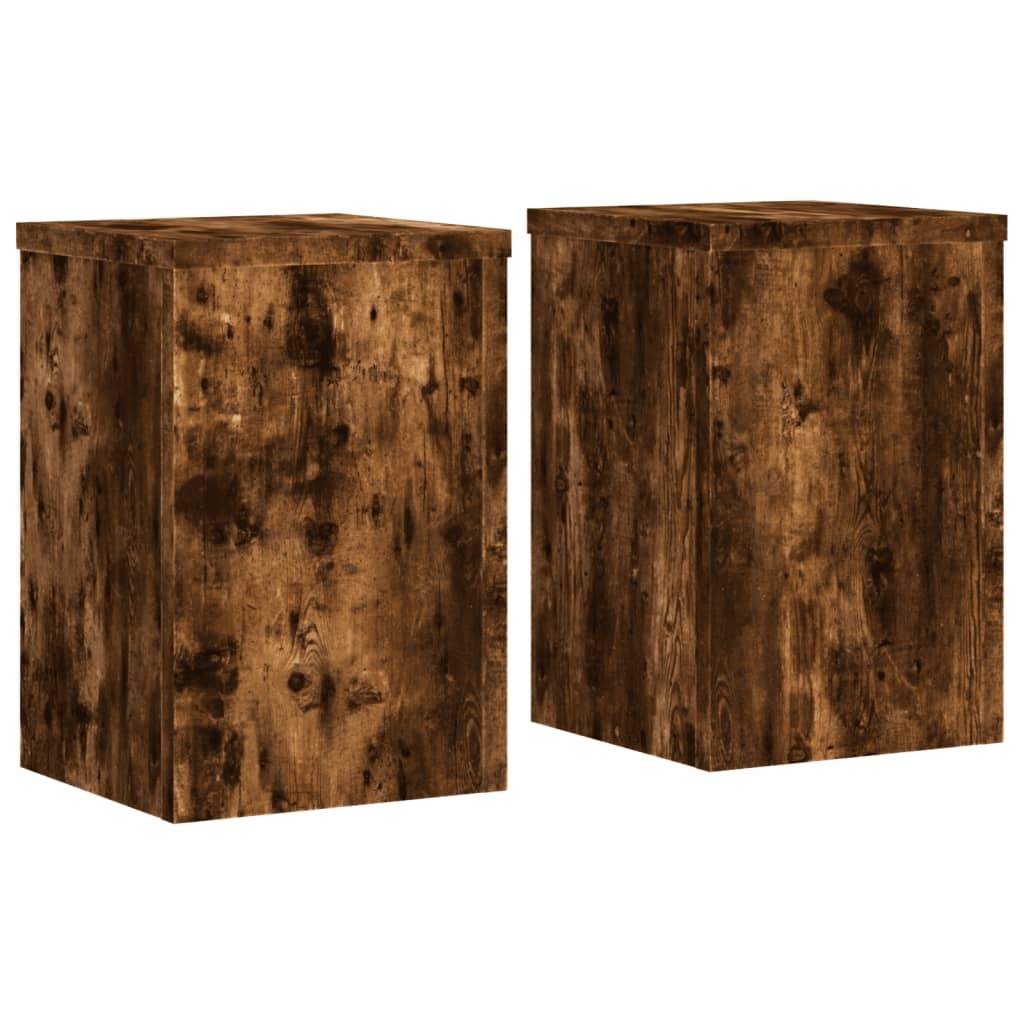 VidaXL Plantenstandaards 2 st 20x20x30 cm bewerkt hout gerookt eiken