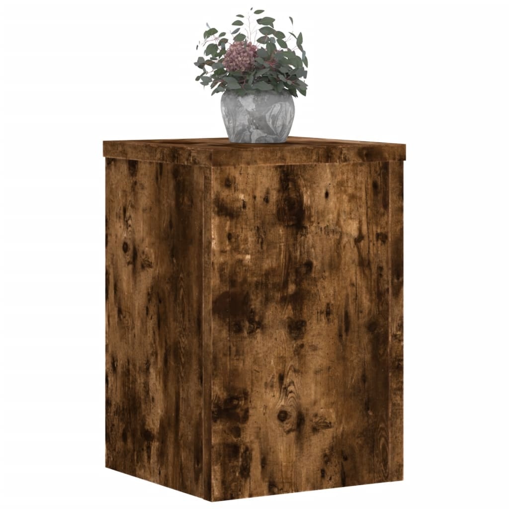 VidaXL Plantenstandaards 2 st 20x20x30 cm bewerkt hout gerookt eiken