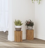 VidaXL Plantenstandaards 2 st 10x10x18 cm hout artisanaal eiken