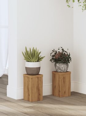 VidaXL Plantenstandaards 2 st 10x10x18 cm hout artisanaal eiken