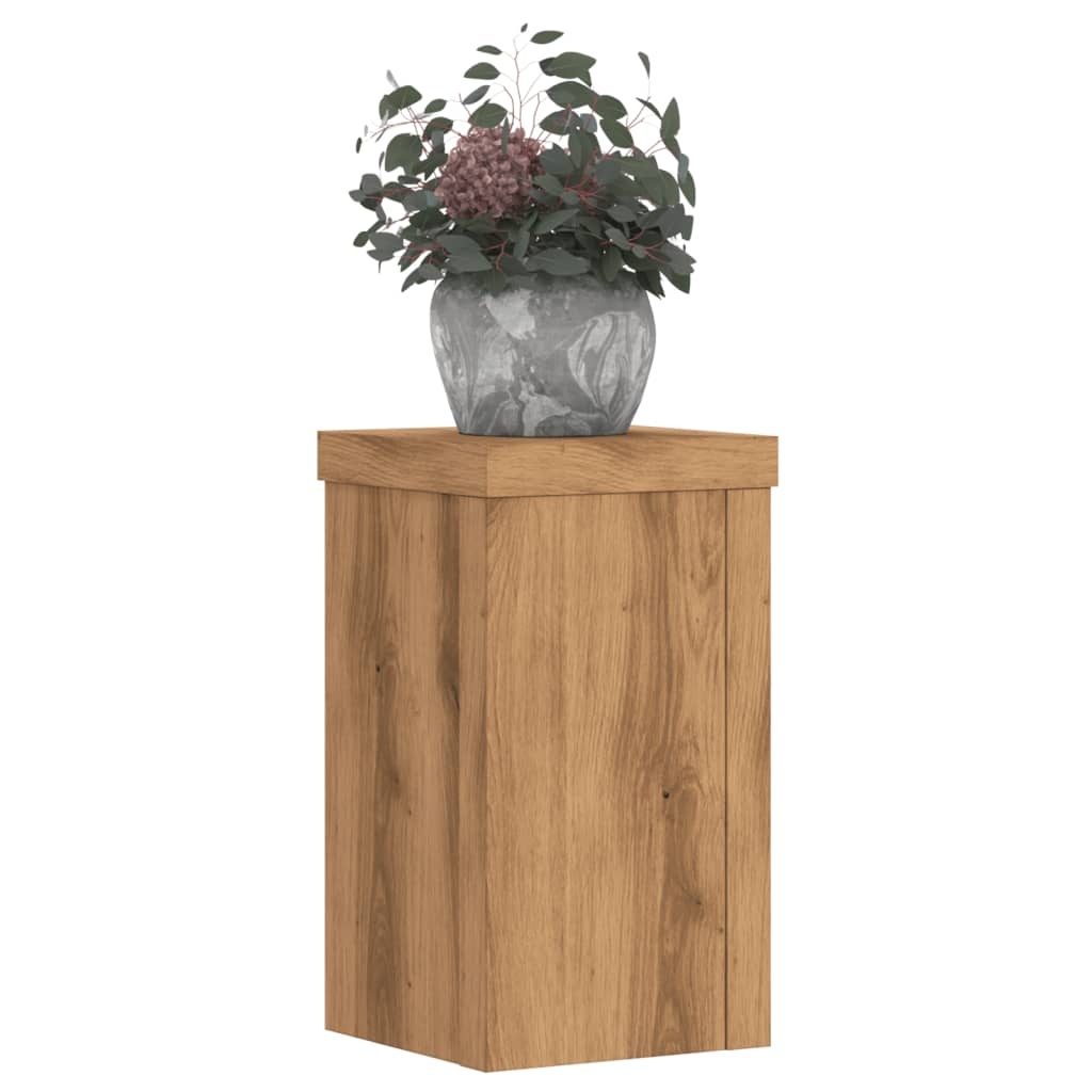 VidaXL Plantenstandaards 2 st 10x10x18 cm hout artisanaal eiken