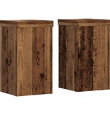 VidaXL Plantenstandaards 2 st 10x10x18 cm bewerkt hout oud houtkleurig