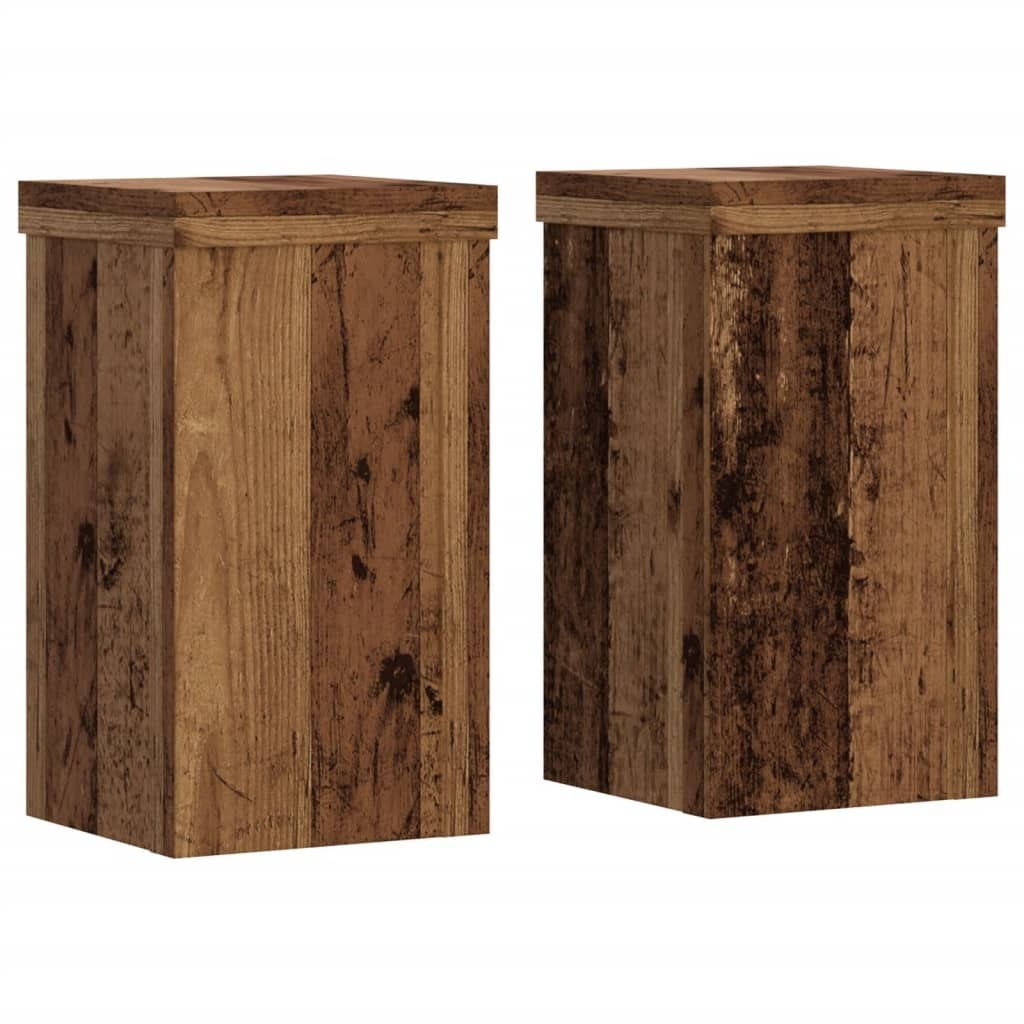 VidaXL Plantenstandaards 2 st 10x10x18 cm bewerkt hout oud houtkleurig