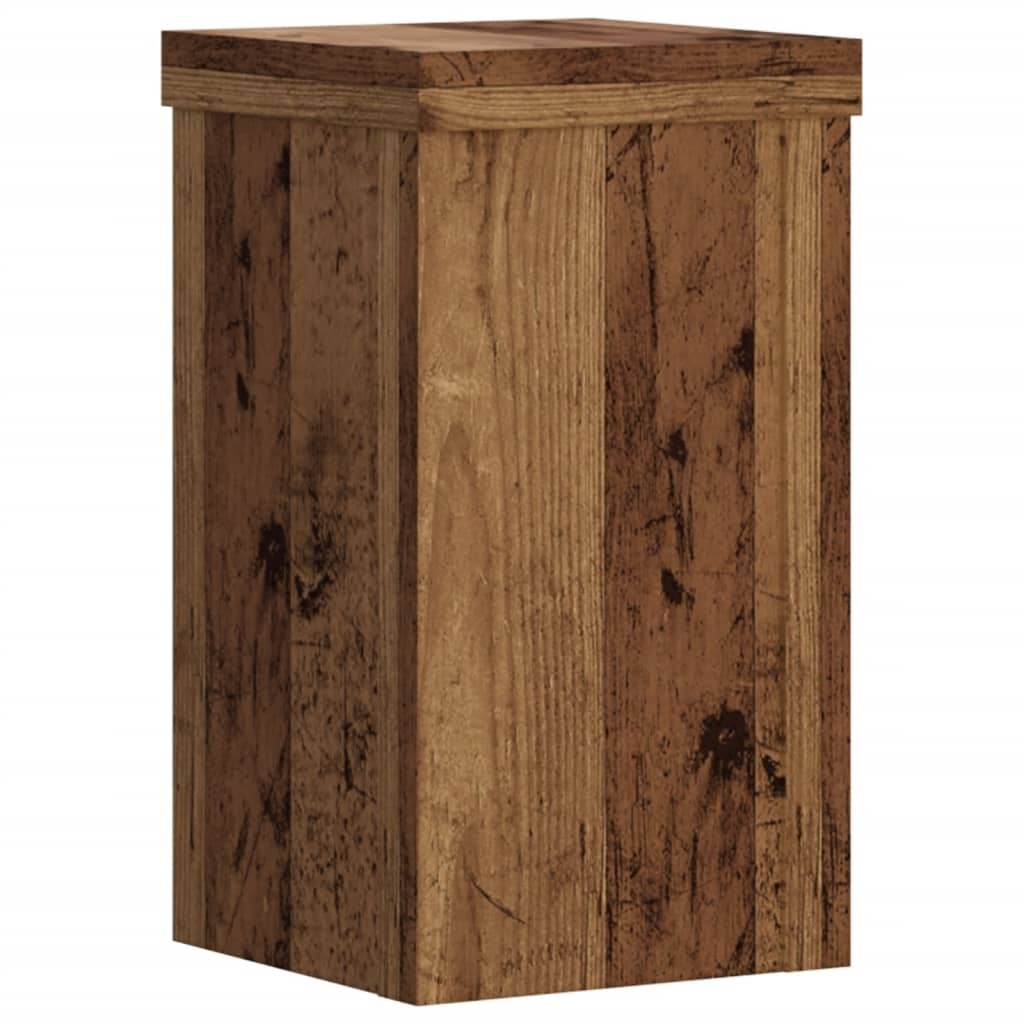 VidaXL Plantenstandaards 2 st 10x10x18 cm bewerkt hout oud houtkleurig