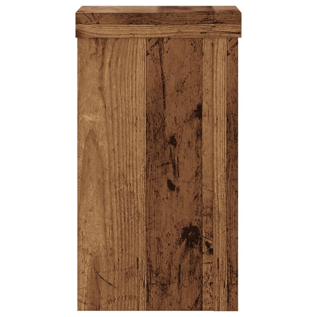 VidaXL Plantenstandaards 2 st 10x10x18 cm bewerkt hout oud houtkleurig