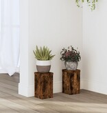 VidaXL Plantenstandaards 2 st 10x10x18 cm bewerkt hout gerookt eiken