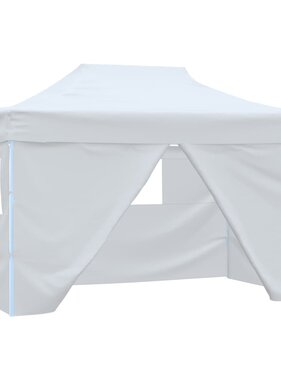 VidaXL Partytent met 4 zijwanden inklapbaar 3x4,5 m wit