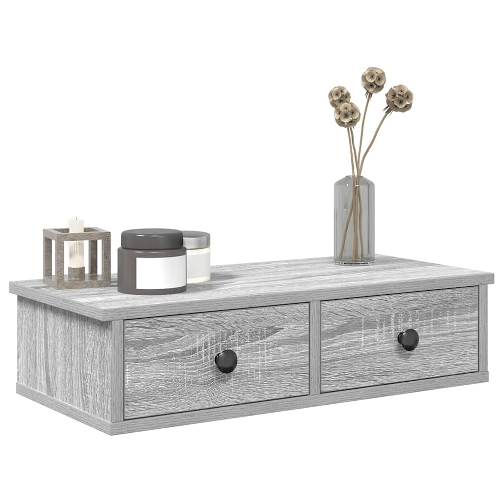 VidaXL Wandschap met lades 60x25x15 cm bewerkt hout grijs sonoma eiken