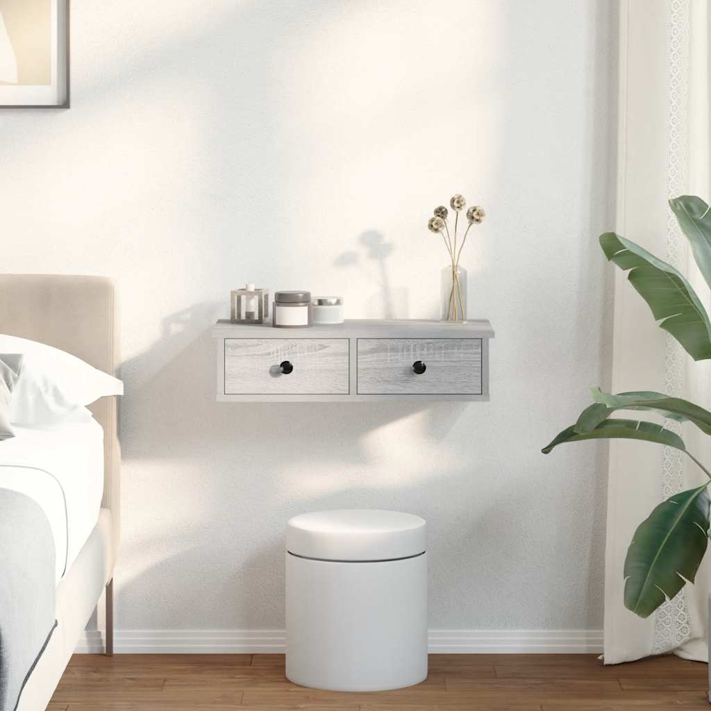 VidaXL Wandschap met lades 60x25x15 cm bewerkt hout grijs sonoma eiken