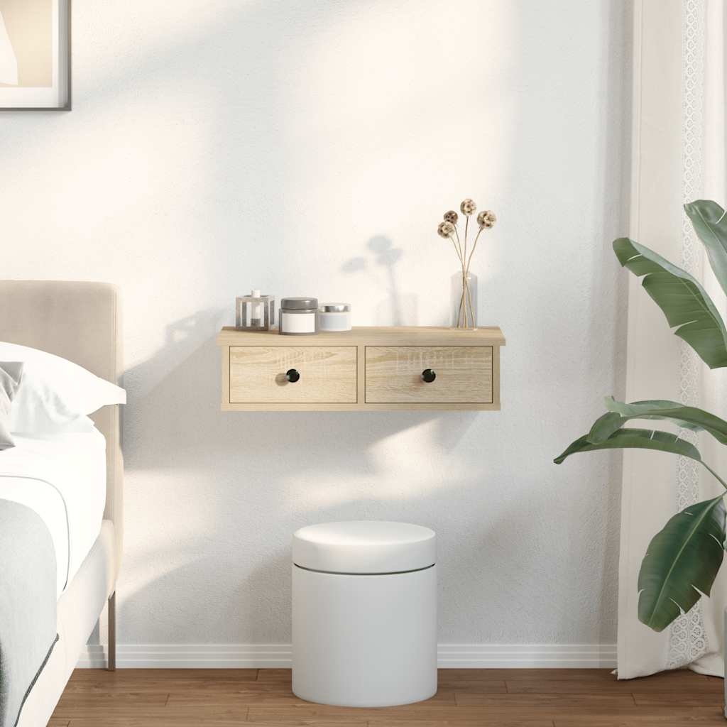 VidaXL Wandschap met lades 60x25x15 cm bewerkt hout sonoma eikenkleur