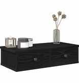 VidaXL Wandschap met lades 60x25x15 cm bewerkt hout zwart