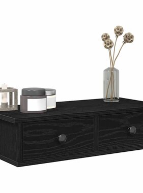 VidaXL Wandschap met lades 60x25x15 cm bewerkt hout zwart