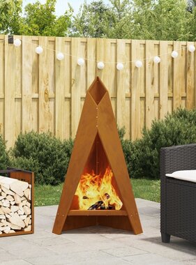 VidaXL Vuurkorf Piramide Zwart 58x36x100 cm Staal