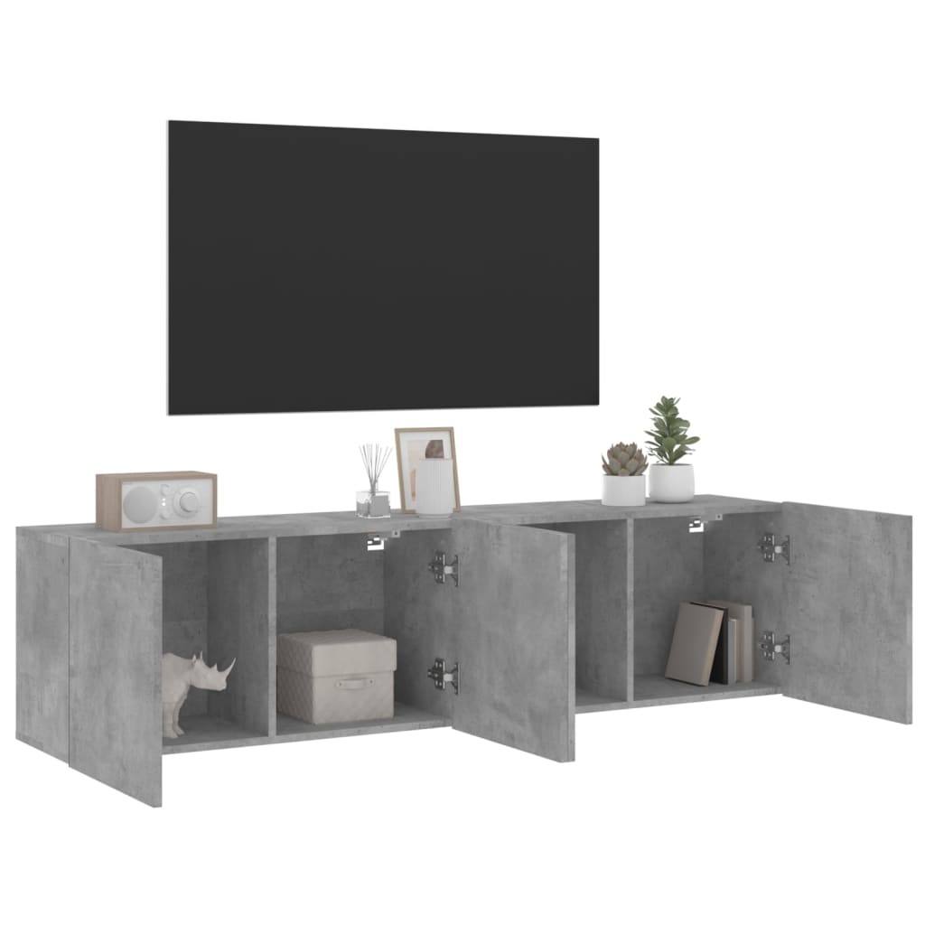 VidaXL Tv-meubels 2 st wandgemonteerd 80x30x41 cm betongrijs