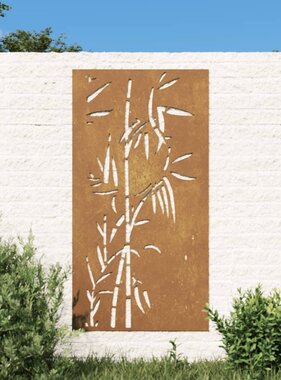 VidaXL Wanddecoratie tuin bamboe-ontwerp 105x55 cm cortenstaal
