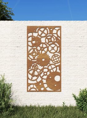 VidaXL Wanddecoratie tuin tandwielontwerp 105x55 cm cortenstaal