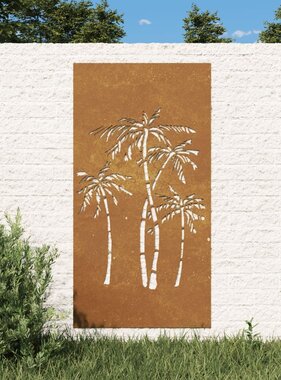 VidaXL Wanddecoratie tuin palmboomontwerp 105x55 cm cortenstaal