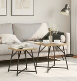 VidaXL Bijzettafel 2-pack in Ambachtelijk Eiken met Geengineerd Hout en Metaal.