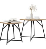 VidaXL Bijzettafel 2-pack in Ambachtelijk Eiken met Geengineerd Hout en Metaal.