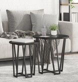 VidaXL Bijzettafel Set van 2 - Zwart Eiken MDF en Metaal