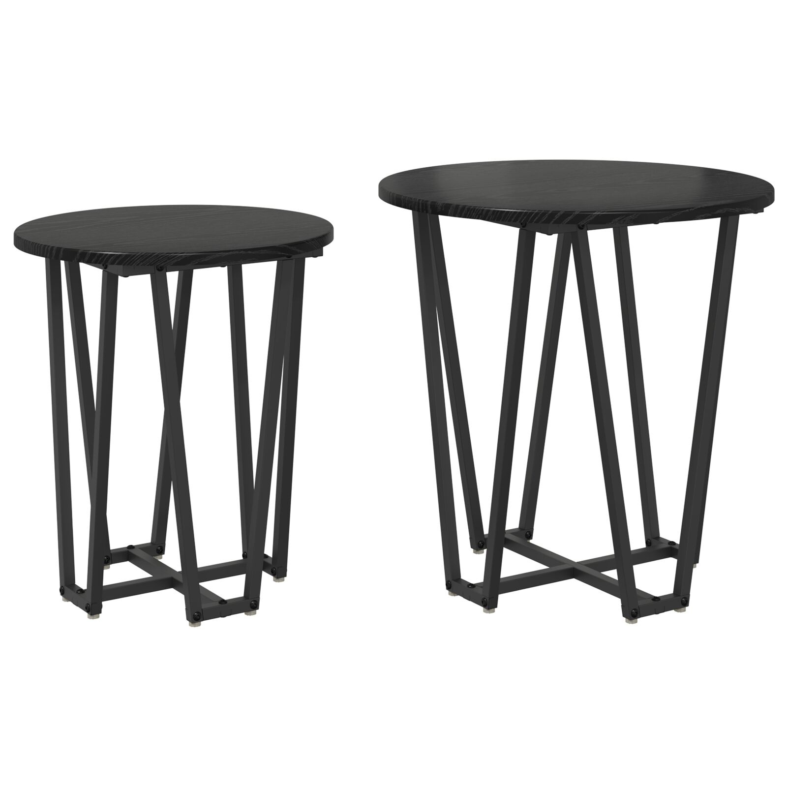 VidaXL Bijzettafel Set van 2 - Zwart Eiken MDF en Metaal